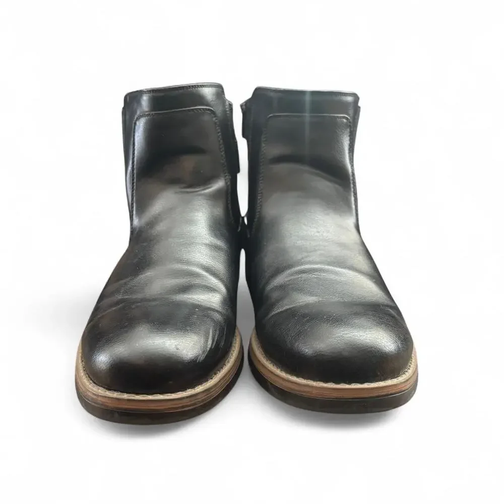 Michael Strahan Collection black leather Chelsea boots